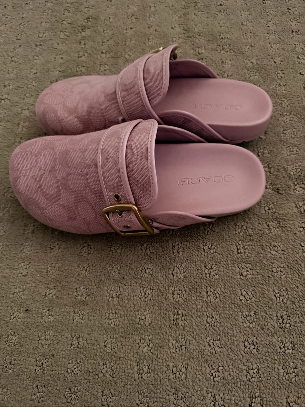 Coach Pink Signature Canvas Slide Clogs size 8